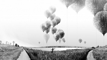 Mixed Media Elevation, NAWT (Normal-Axis Wind Turbine) Balloons. Published in Regenerative Infrastructures: Freshkills Park NYC, Land Art Generator Initiative (Prestel, 2013)