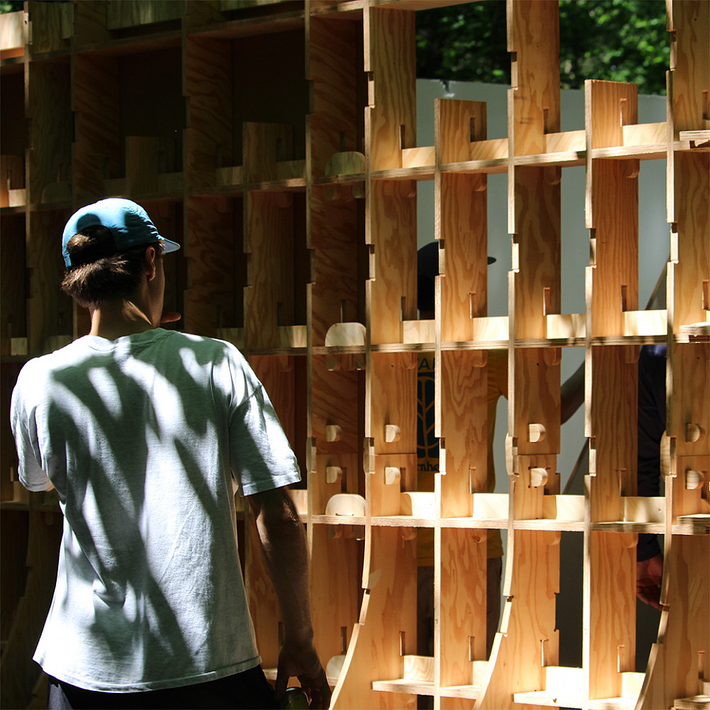 Alexander Barney '26 (B.Arch), during construction.