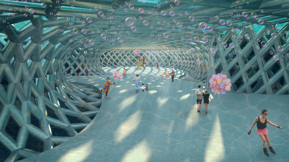 Interior programmatic rendering of “You are the Fish” by Coumba Kanté