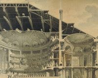 Charles de Wailly, Interior View of the New Comédie Française, 1776. Ink wash drawing. Musée C...