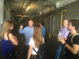 Sherman and Syracuse Architecture students visit a warehouse at the Port of Los Angeles.