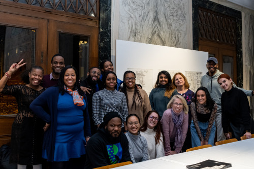 Members of Syracuse NOMAS pose for a photo prior to the start of the Professor Kermit J. Lee Jr. ...